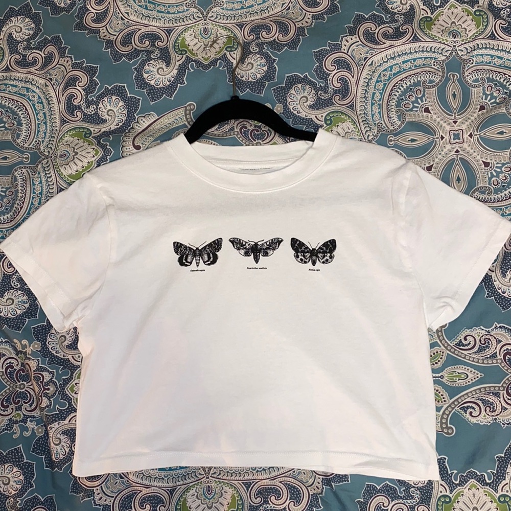 Top Shop Cropped Butterfly T-Shirt
